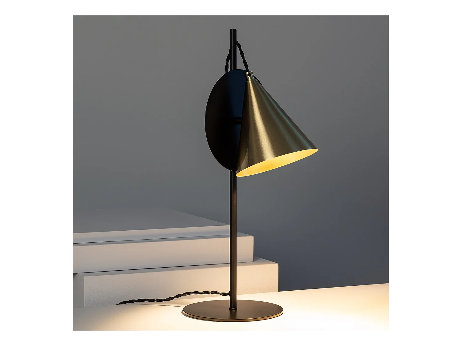 Lampada da Tavolo in Metallo Liceo Nero - Oro