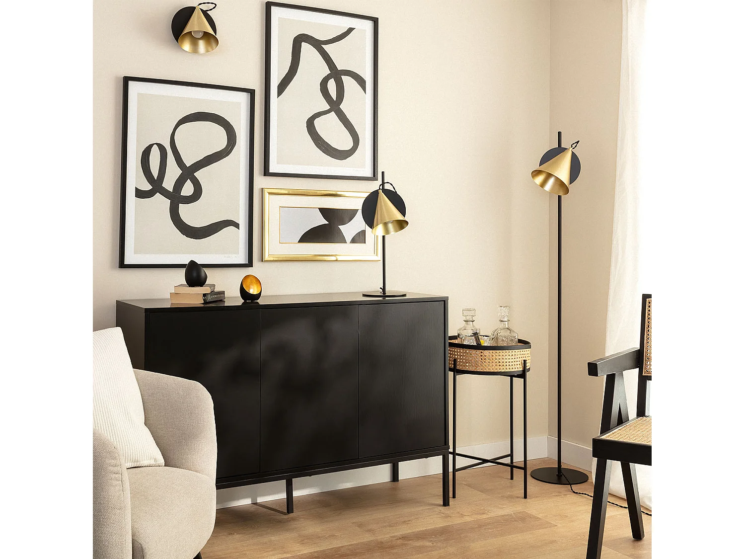 Lampada da Tavolo in Metallo Liceo Nero / Oro