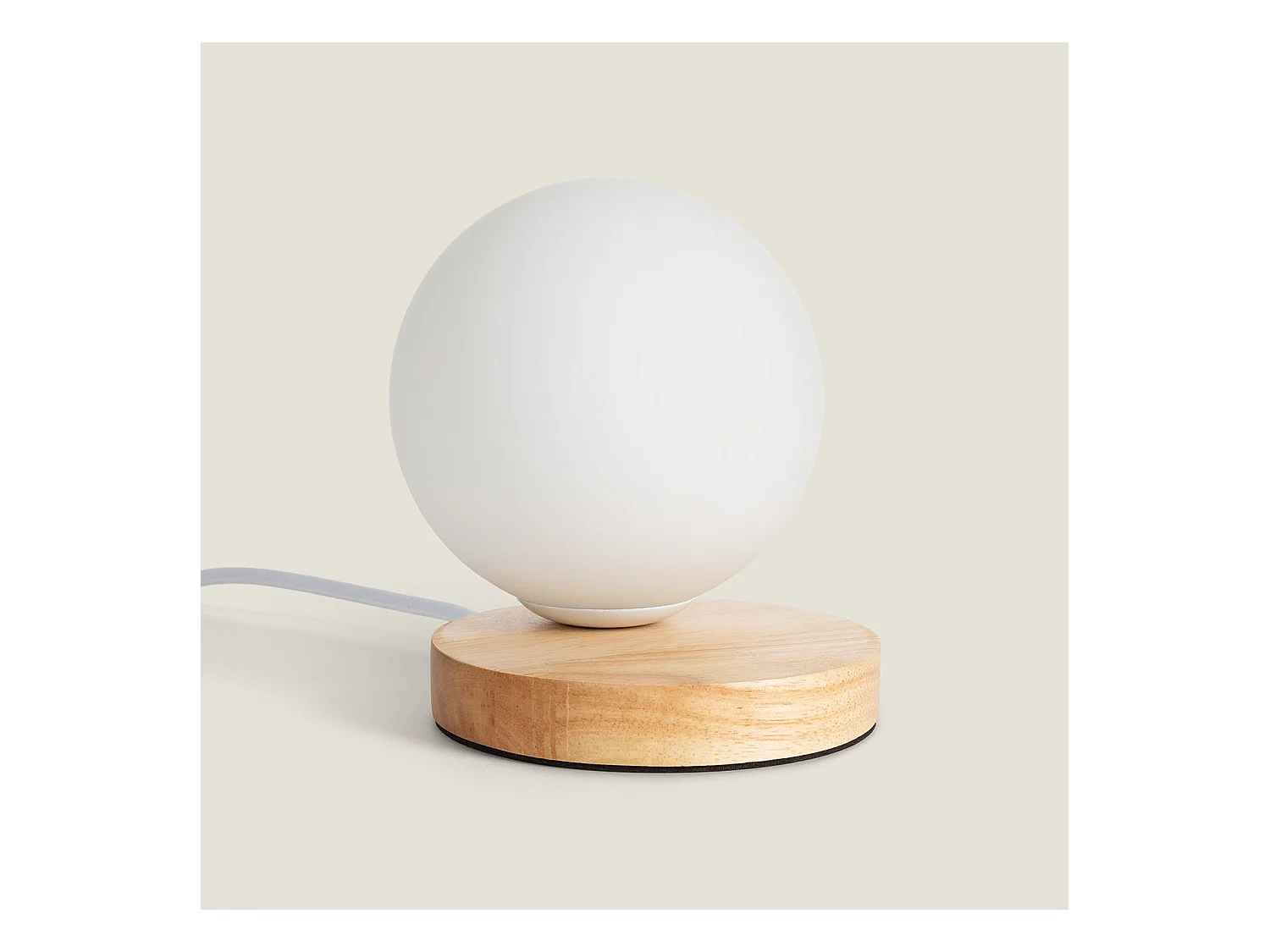 Lámpara de Mesa de Madera y Cristal Kamulo Natural