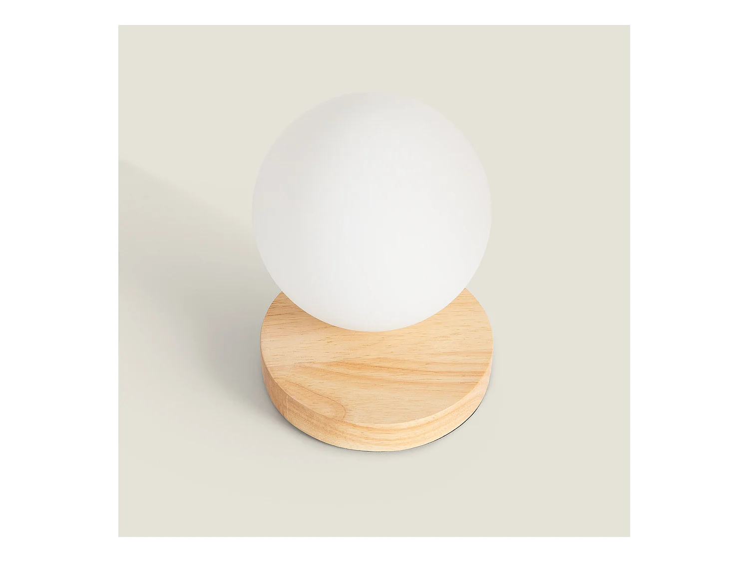 Lámpara de Mesa de Madera y Cristal Kamulo Natural