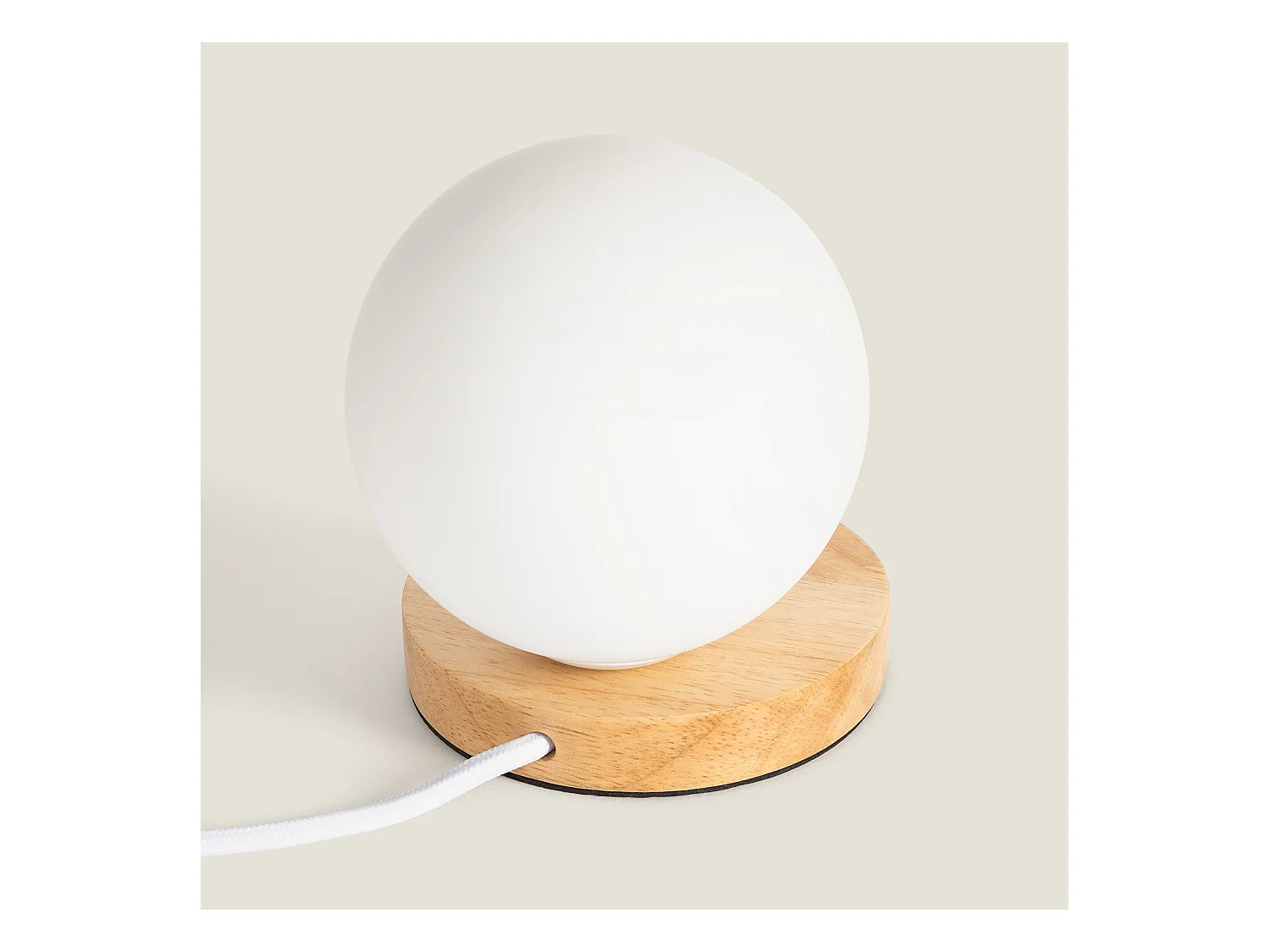 Lámpara de Mesa de Madera y Cristal Kamulo Natural