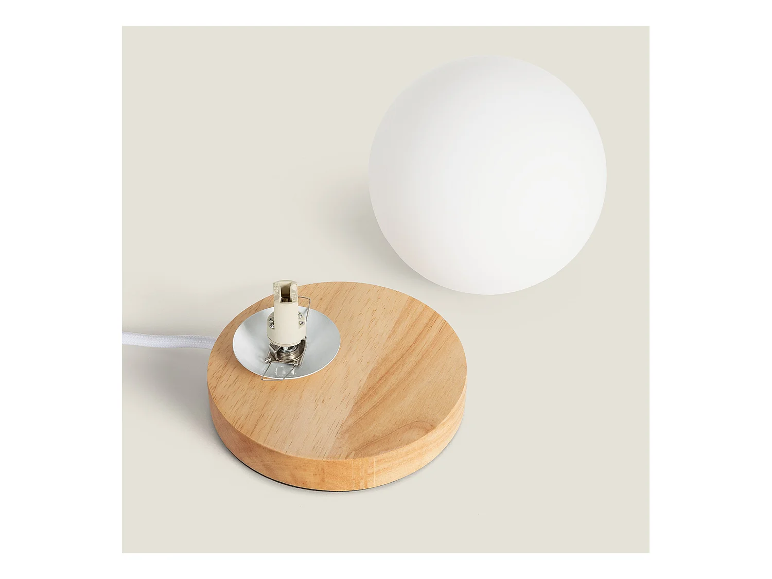 Lámpara de Mesa de Madera y Cristal Kamulo Natural