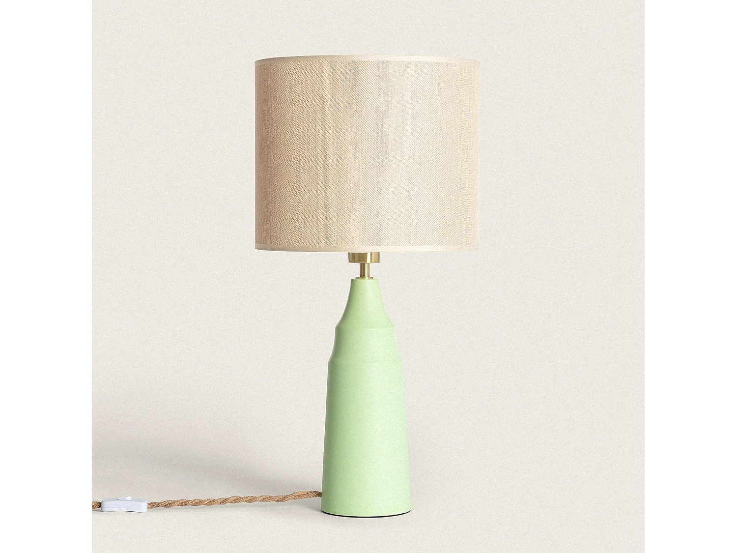 Lámpara de Mesa Metal y Tela Muka Verde Menta