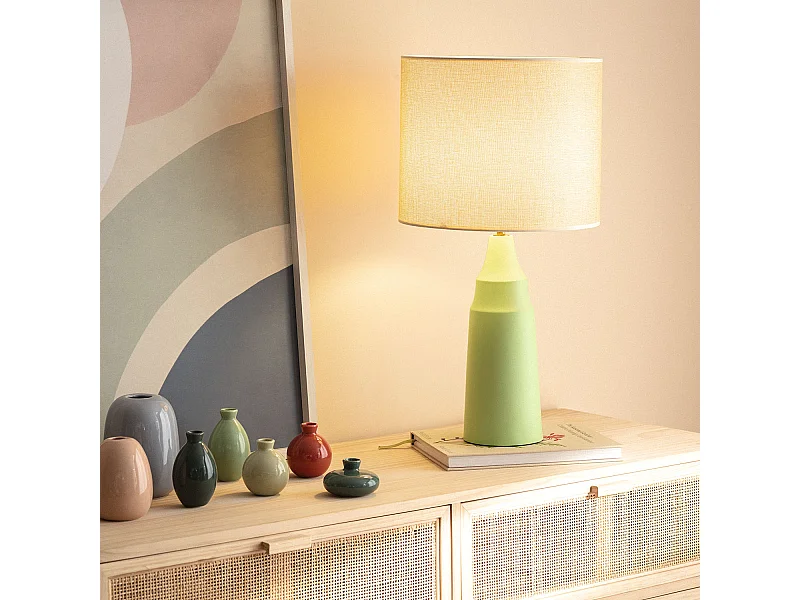 Lampe à poser Métal et Textile Muka Vert menthe