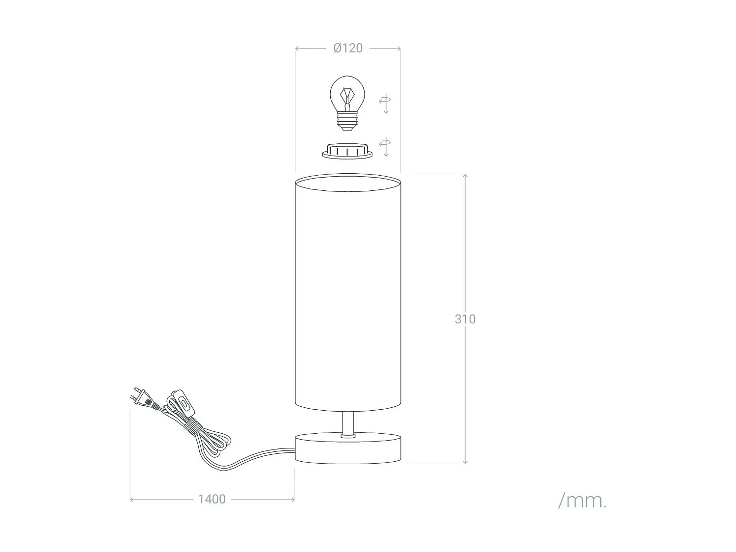 Lampada da Tavolo Legno e Tessuto Roundi Haarle Bianco