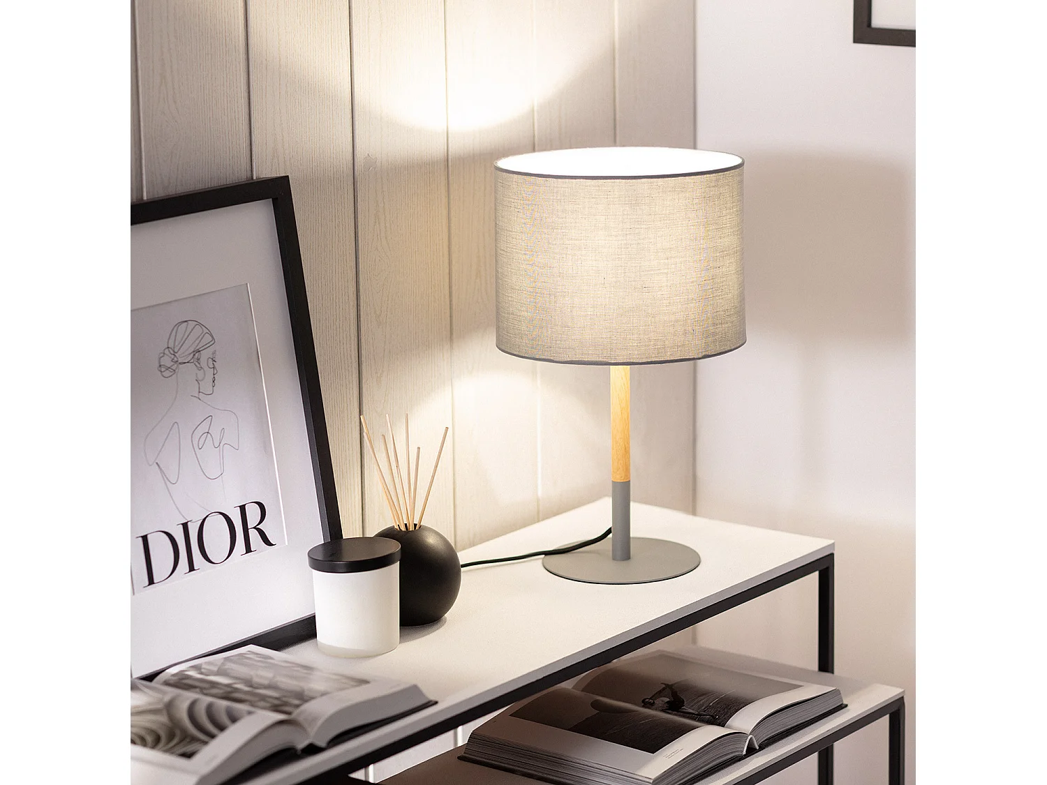 Lámpara de Mesa Silinda WiFi con Regulador Gris