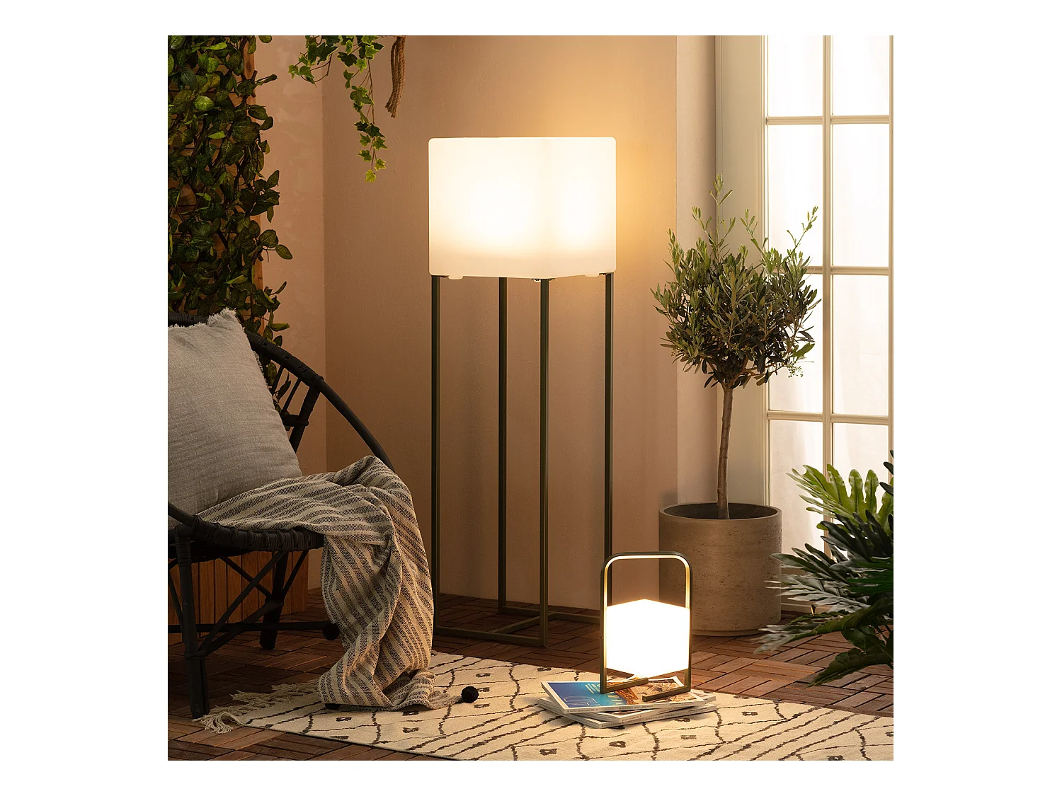 Lampada da Tavolo LED Portatile Tiber 2.5W per Esterni con Batteria USB Ricaricabile Verde Cachi