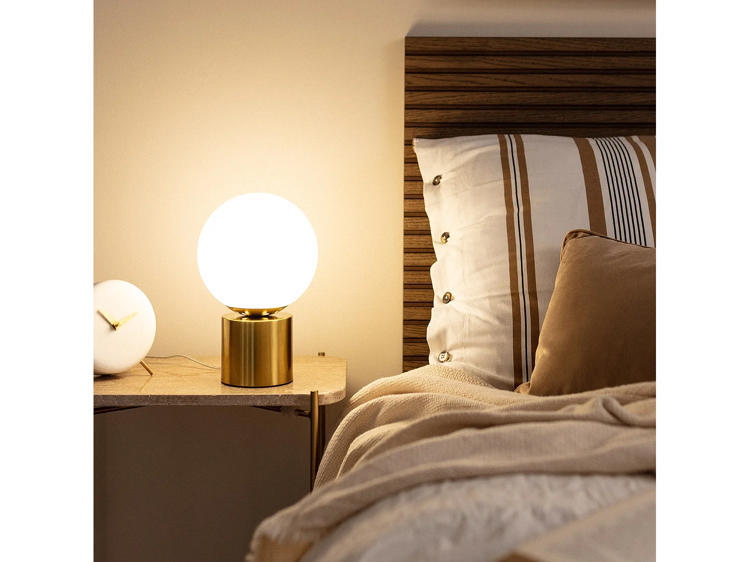 Lampe à Poser Métal et Verre Atenas  Doré