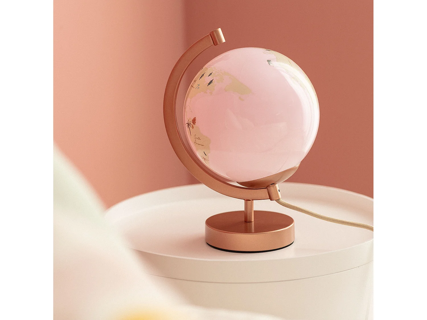 Lampada da Tavolo Mappamondo Oro Rosa