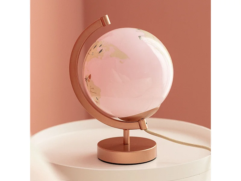Lámpara de Mesa Bola Mundo Oro Rosa