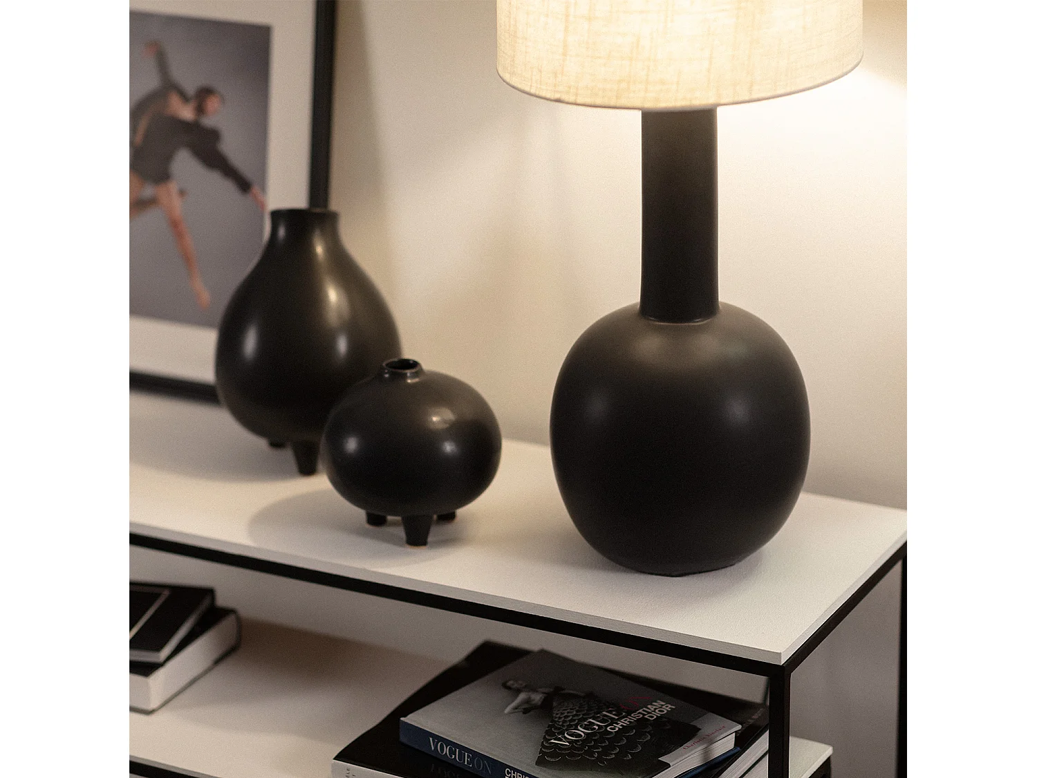 Lampe à Poser Porcelaine Guldan  Noir