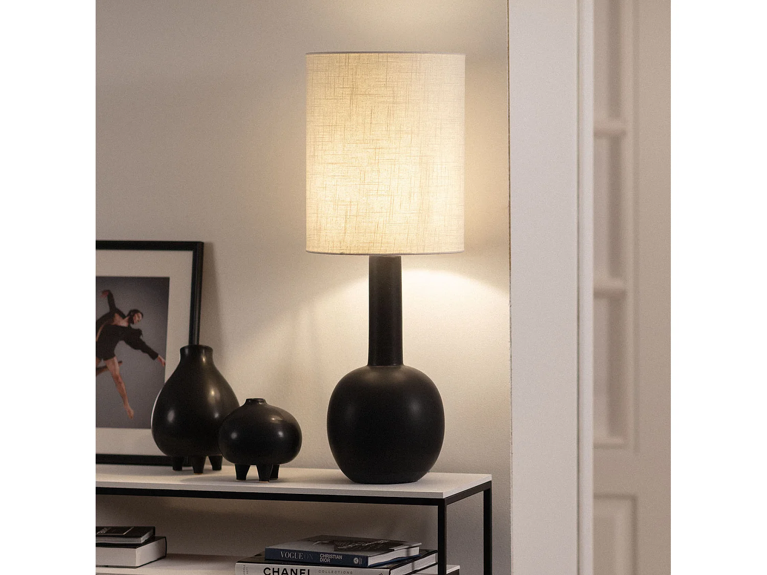 Lampe à Poser Porcelaine Guldan  Noir