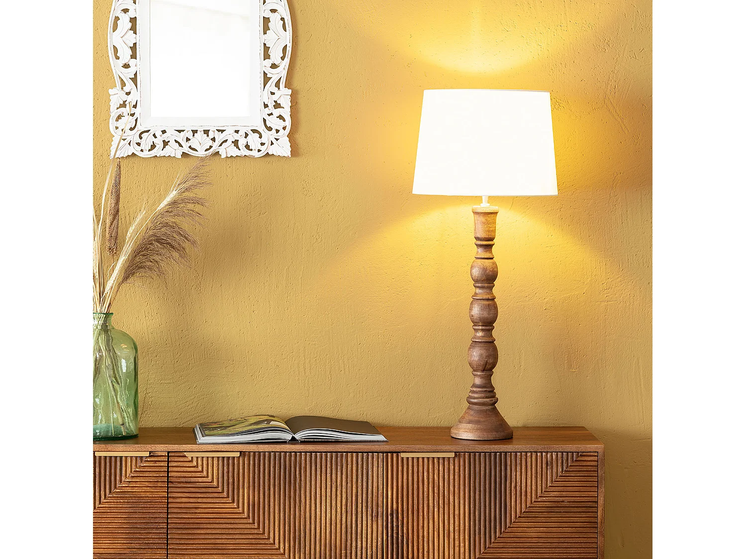 Lampe à Poser en bois Anand ILUZZIA Naturel