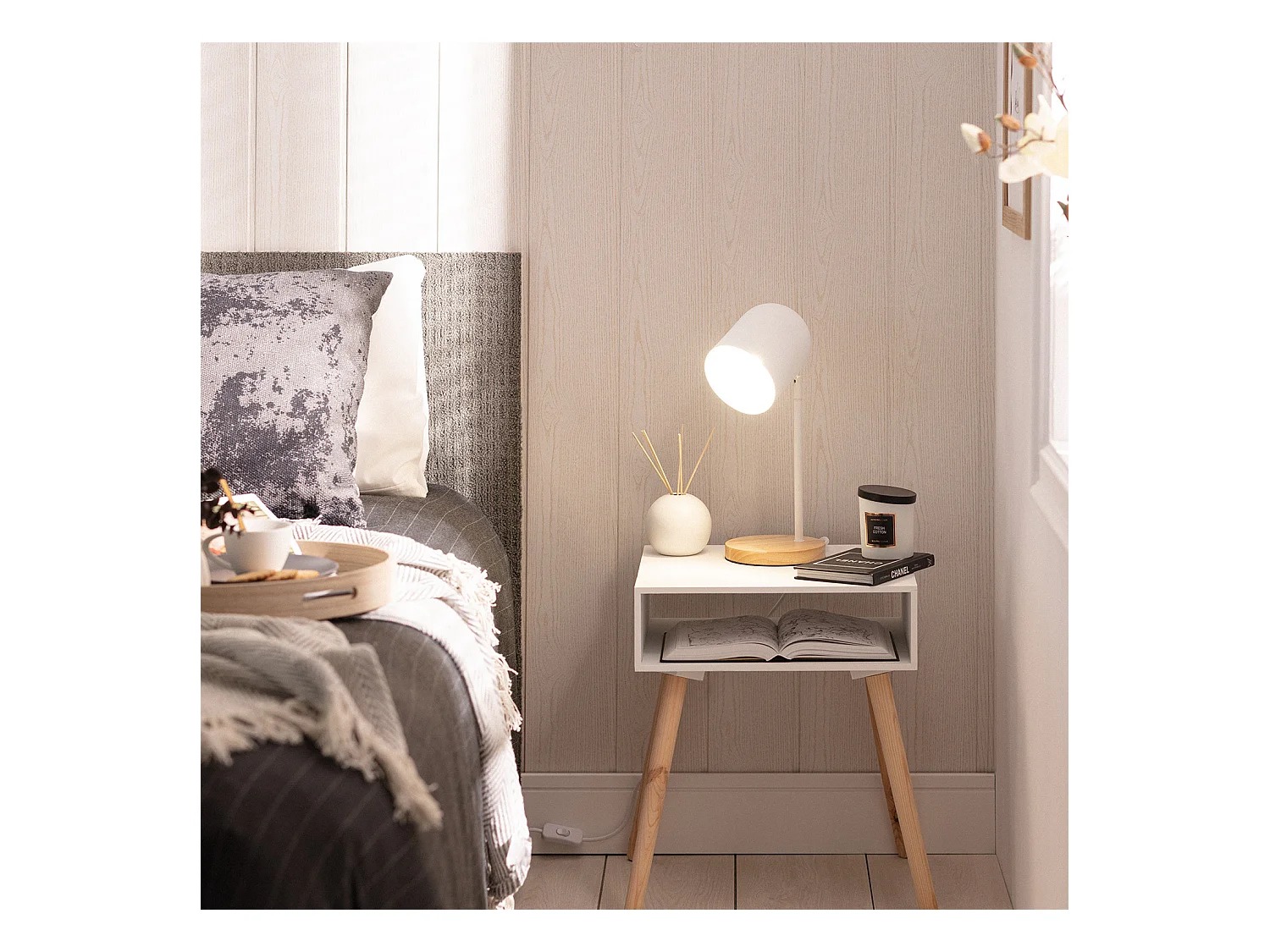 Lampada da Tavolo in Metallo Kidonge Bianco