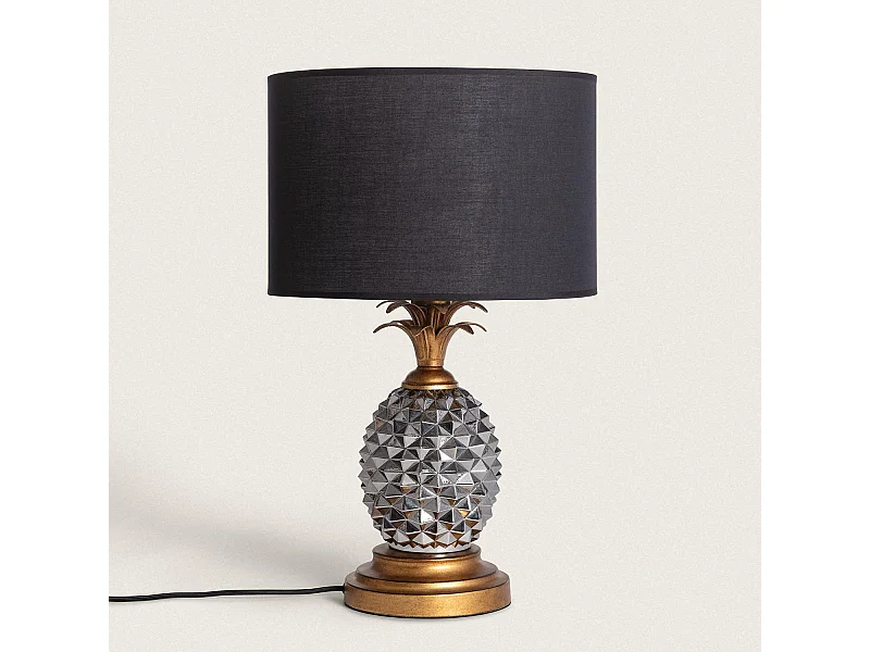 Lámpara de Mesa Metal y Tela Samoa Negro