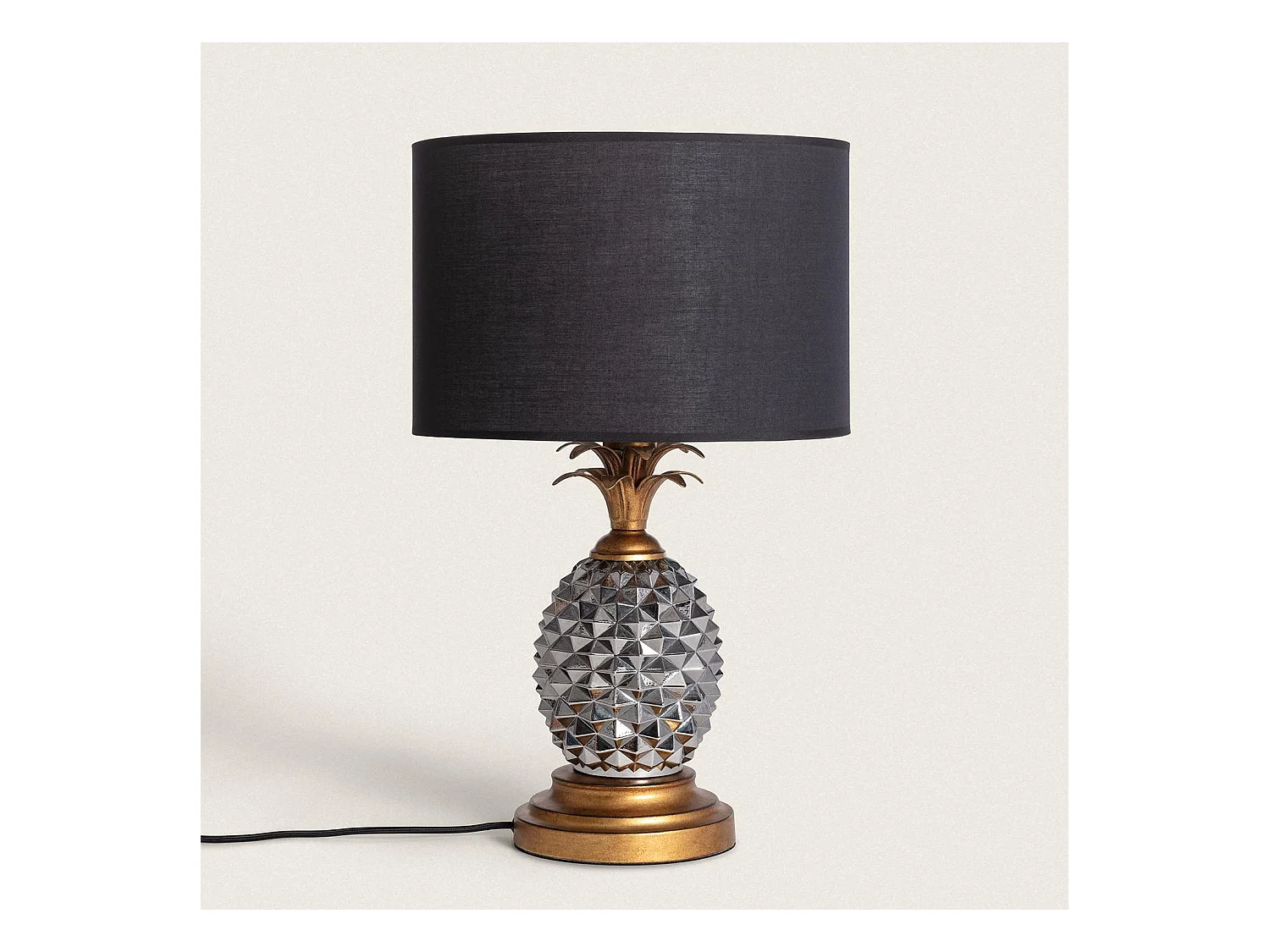 Lámpara de Mesa Metal y Tela Samoa Negro