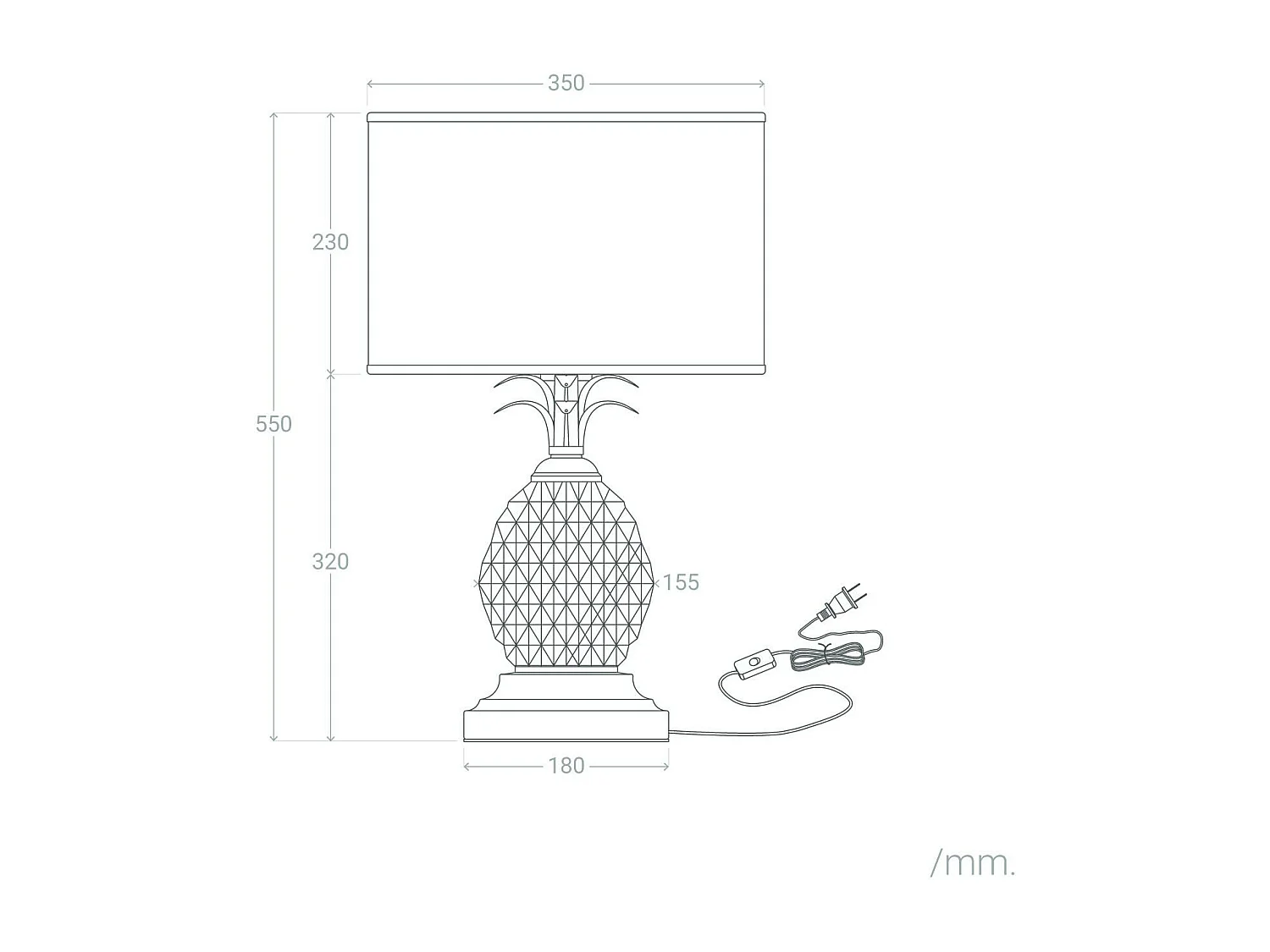 Lámpara de Mesa Metal y Tela Samoa Negro
