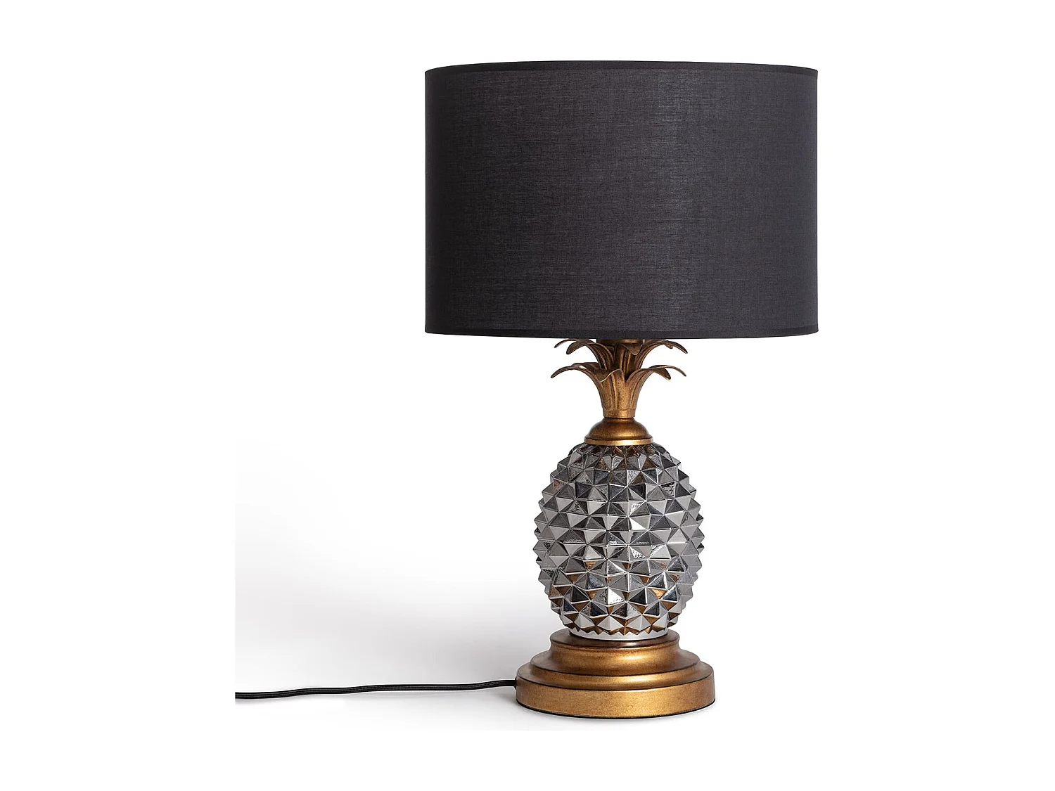 Lampada da Tavolo Metallo e Tessuto Samoa Nero