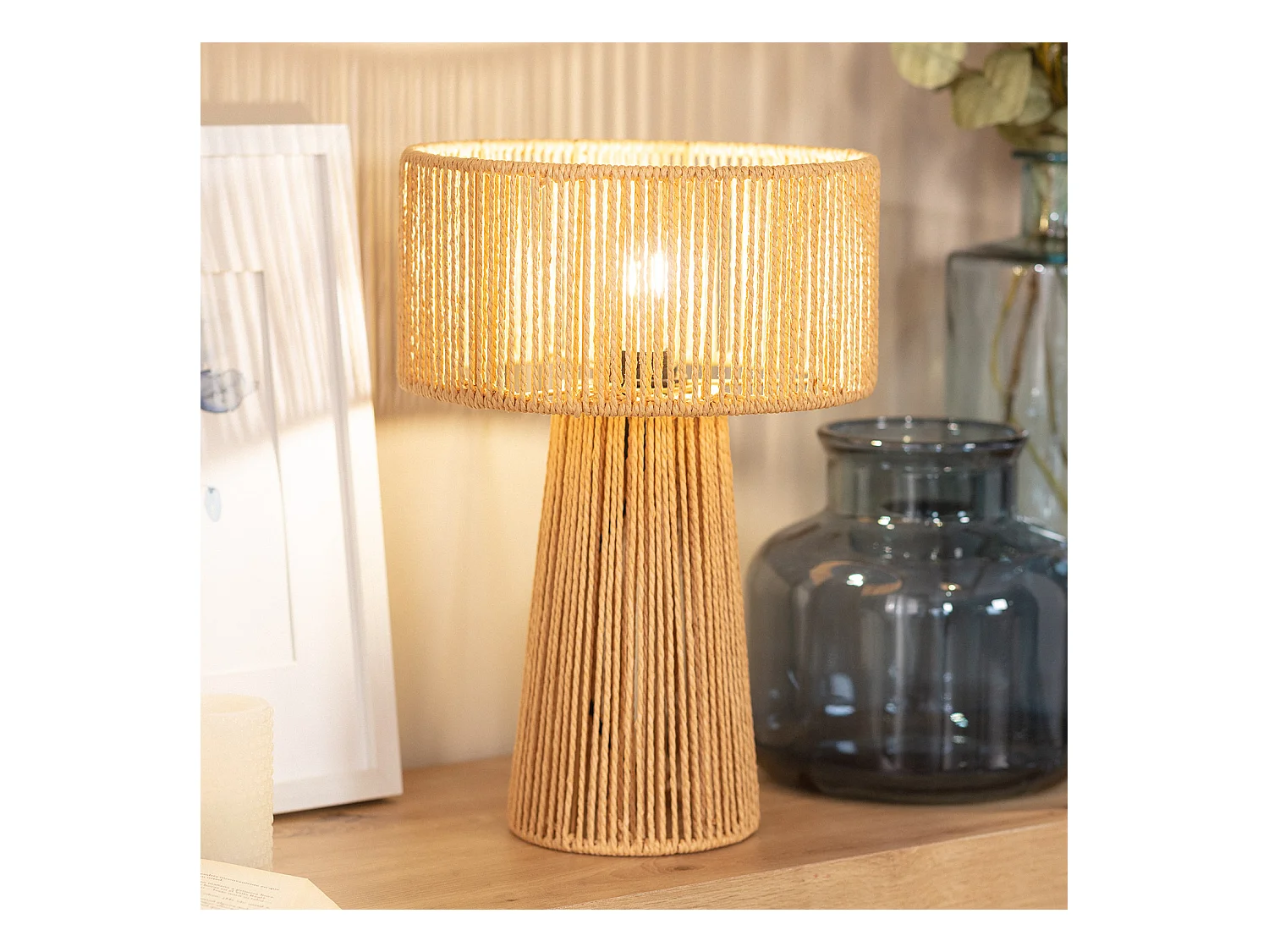 Lampada da Tavolo Carta Intrecciata Kala Lilium Naturale