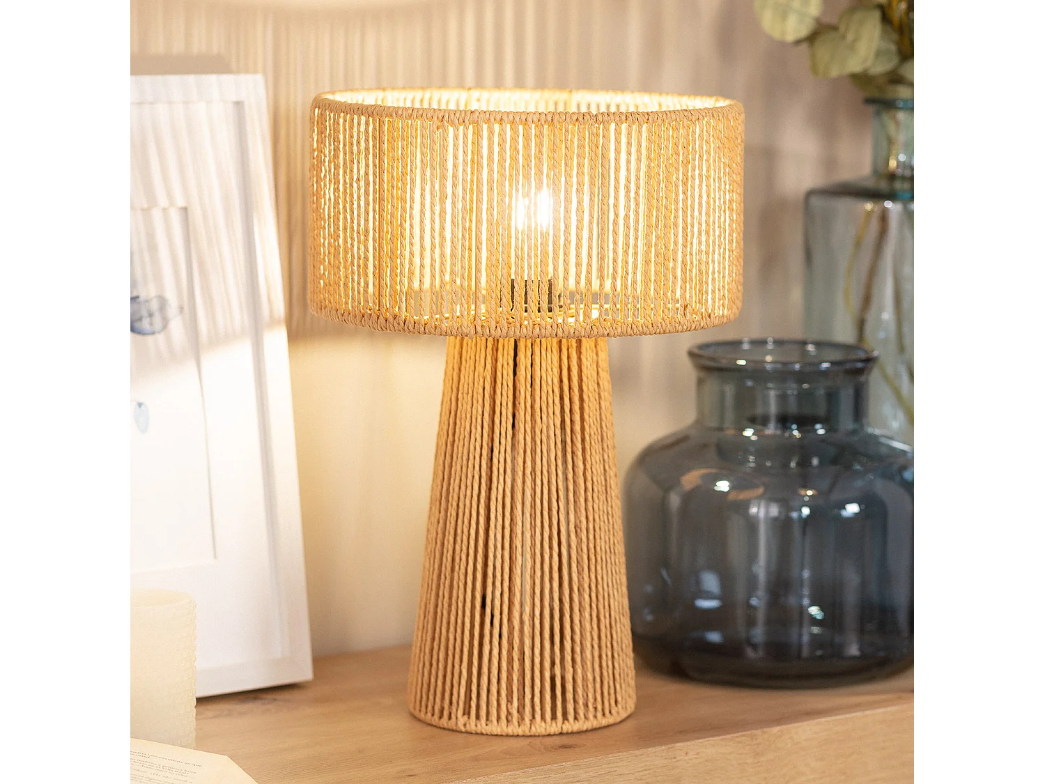 Lámpara de Mesa Papel Trenzado Kala Lilium Natural