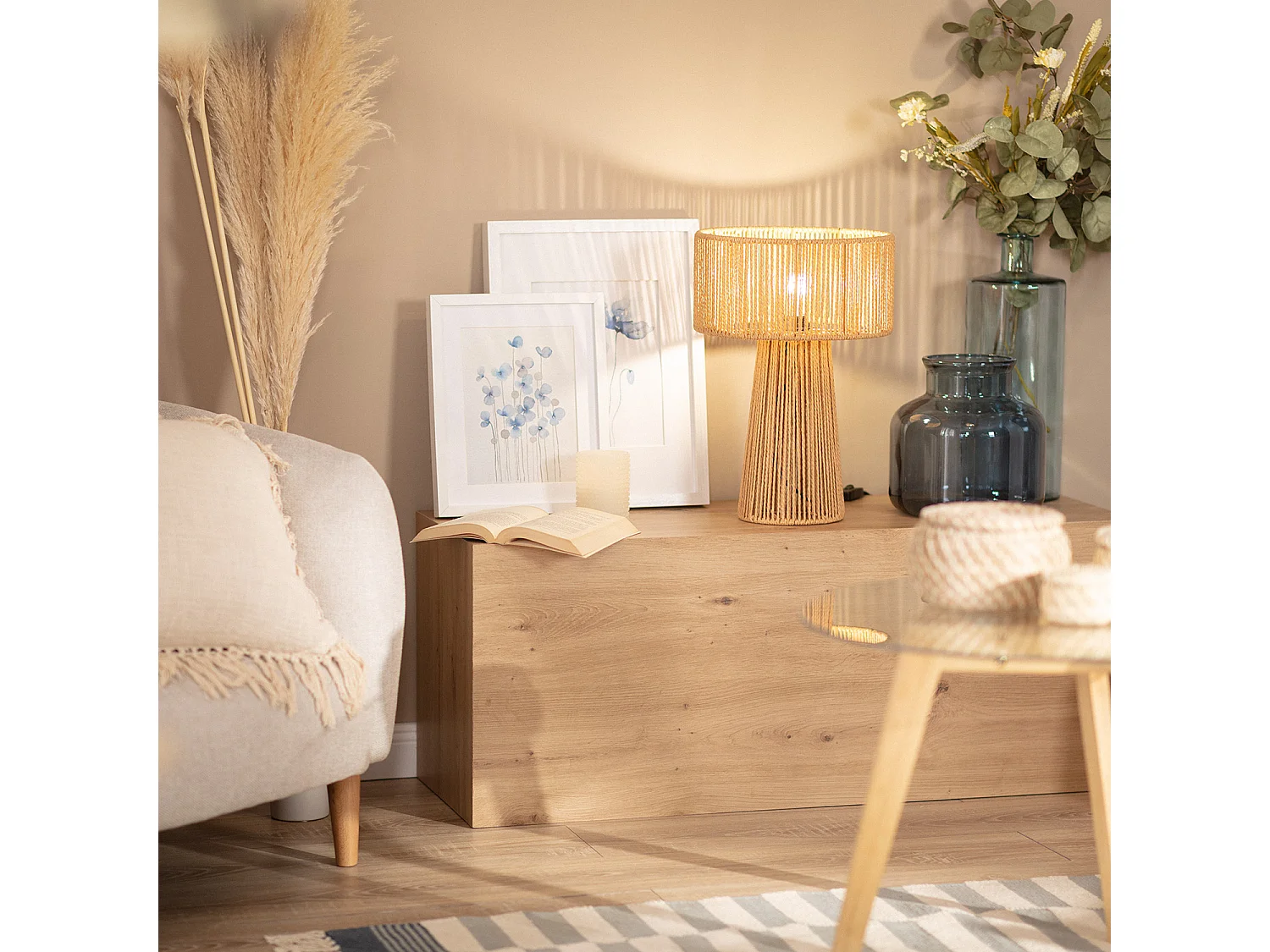 Lámpara de Mesa Papel Trenzado Kala Lilium Natural