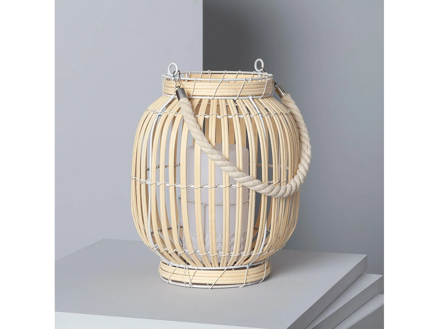 Lampada da Tavolo LED Portatile in Rattan Dragonera Naturale