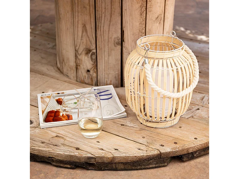 Lampe à Poser LED Portable Rotin Dragonera Naturel