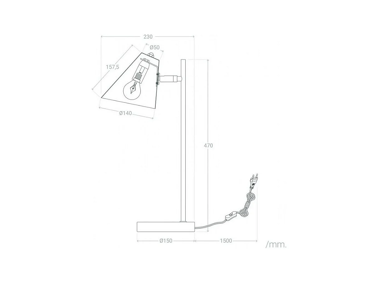 Lámpara de Mesa Metal Bowery Negro