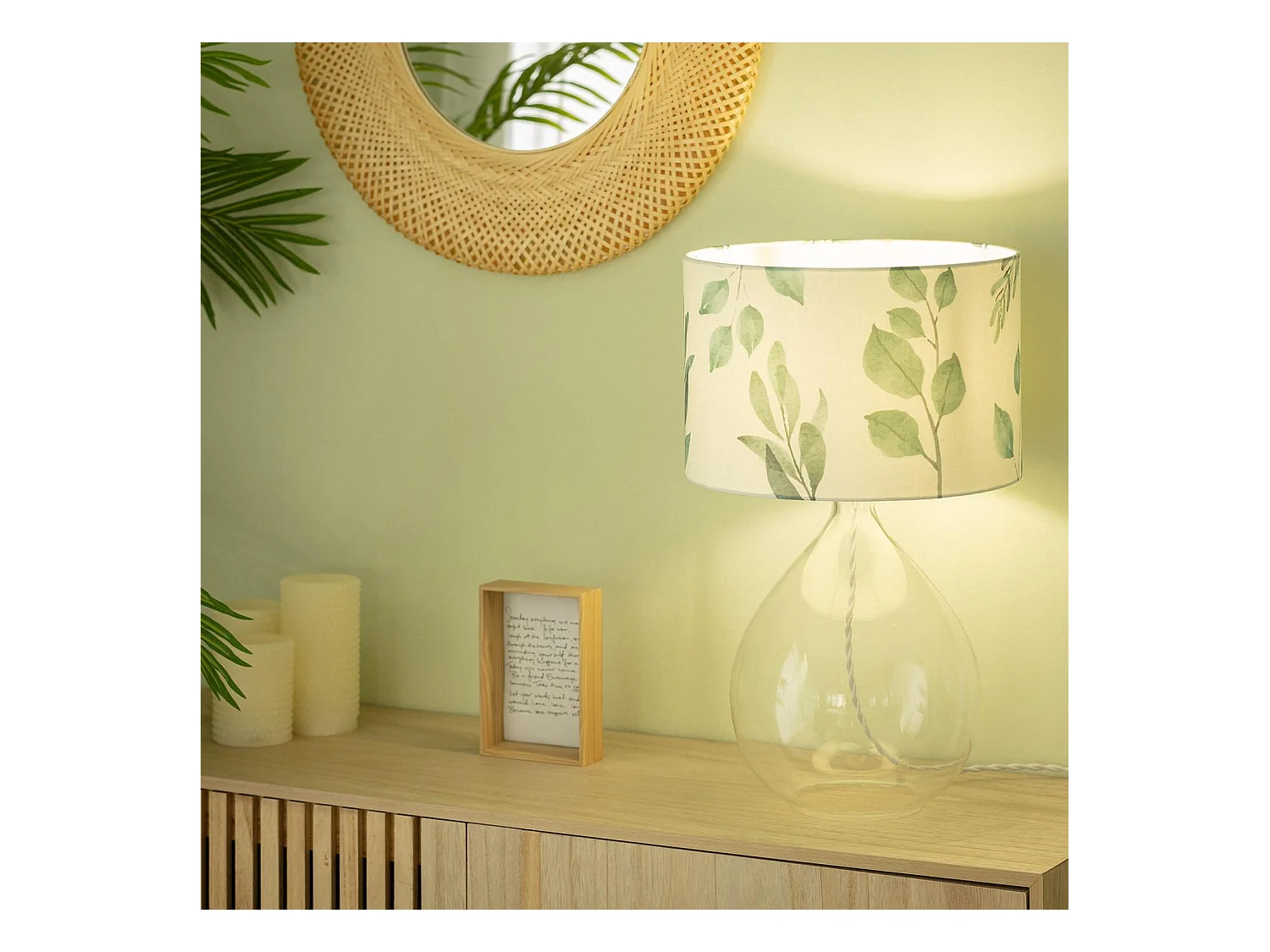 Lampe à Poser Textile et Verre Verdy  Blanc