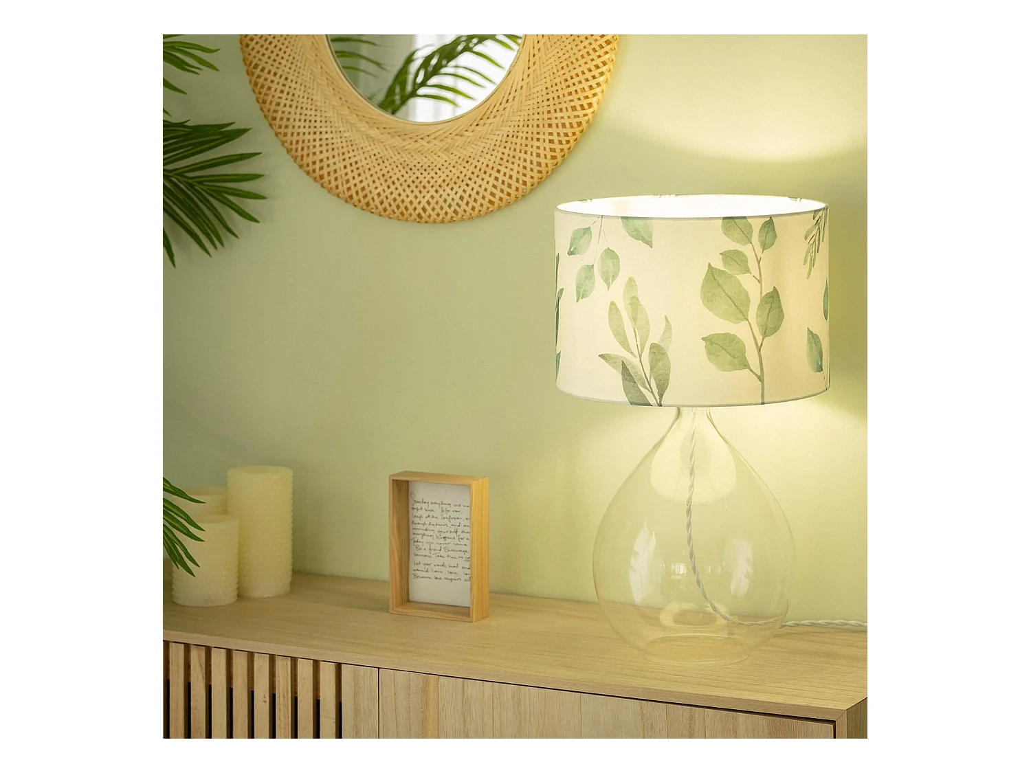 Lampe à Poser Textile et Verre Verdy  Blanc