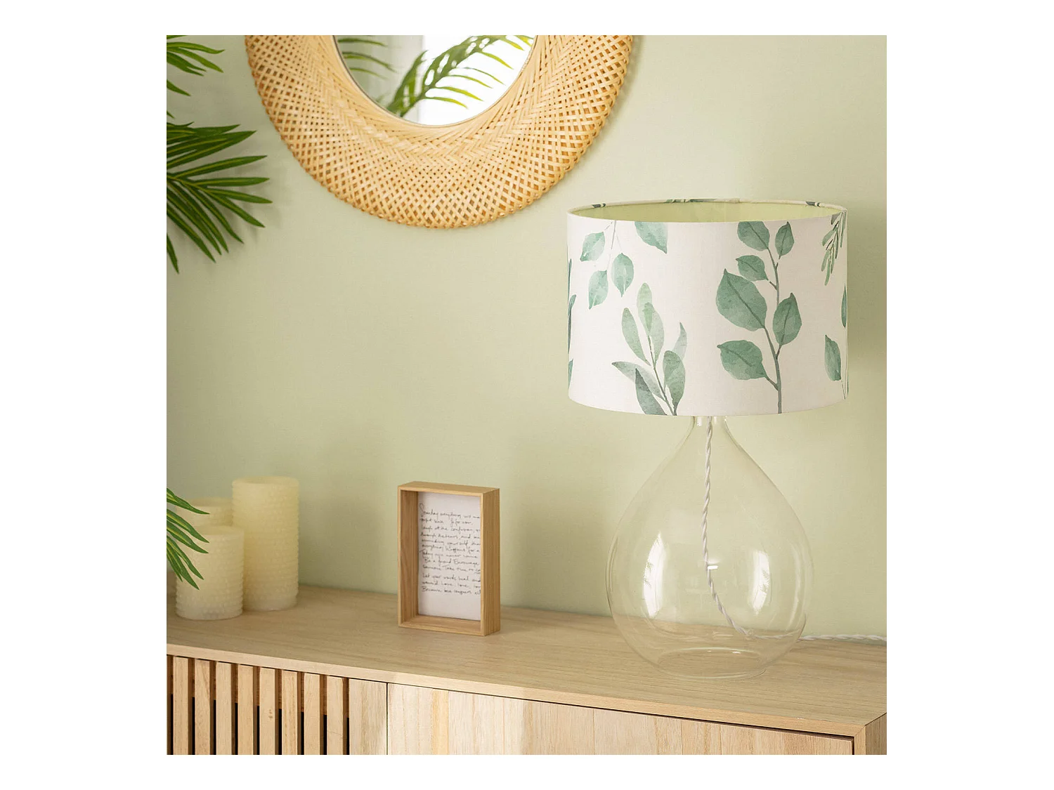 Lampe à Poser Textile et Verre Verdy  Blanc