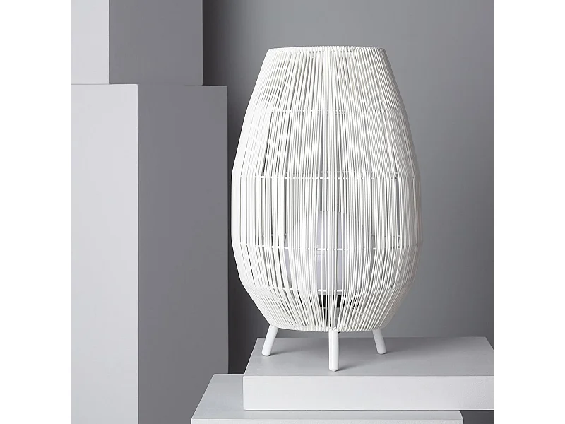 Lampada da Tavolo per Esterno Rattan Annecy Bianco