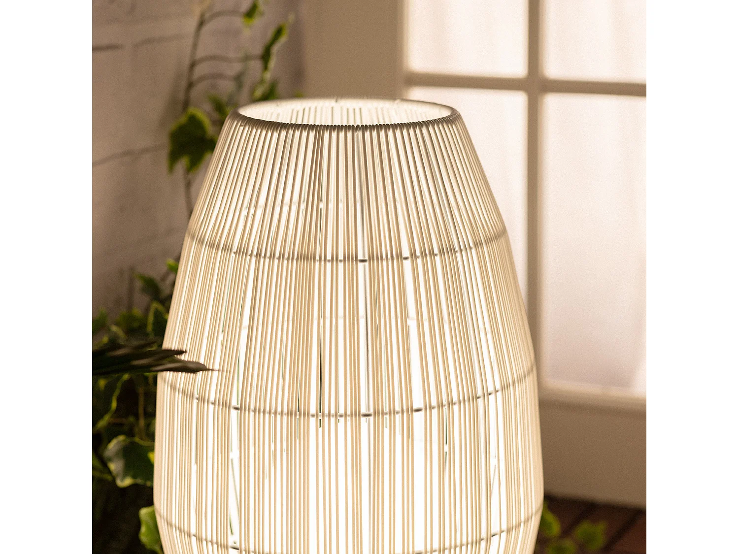 Lampada da Tavolo per Esterno Rattan Annecy Bianco