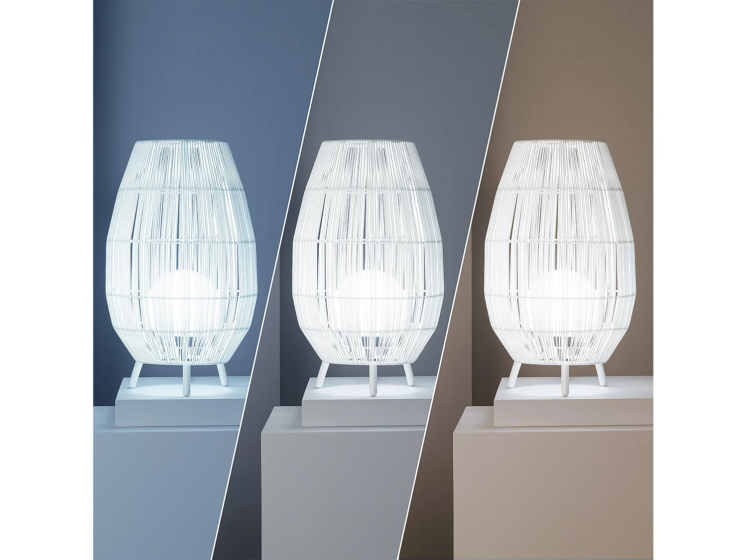 Lampada da Tavolo per Esterno Rattan Annecy Bianco