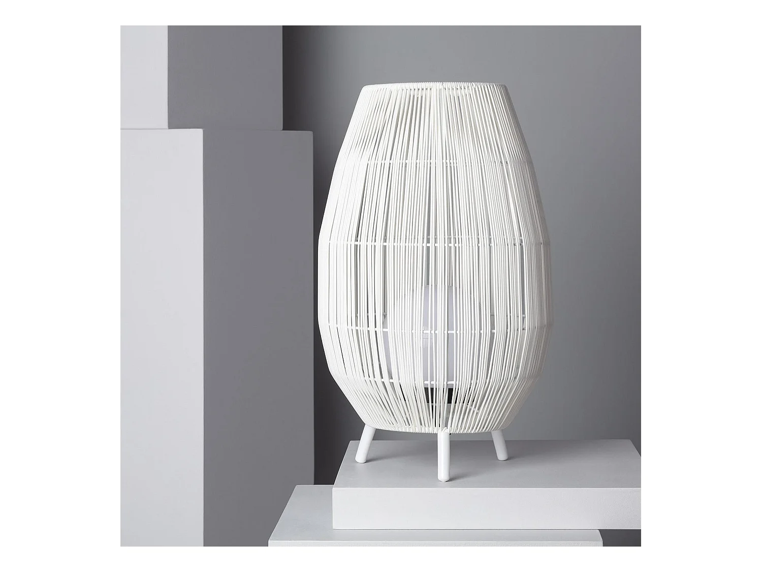 Lampe à Poser Rotin Extérieure Annecy  Blanc