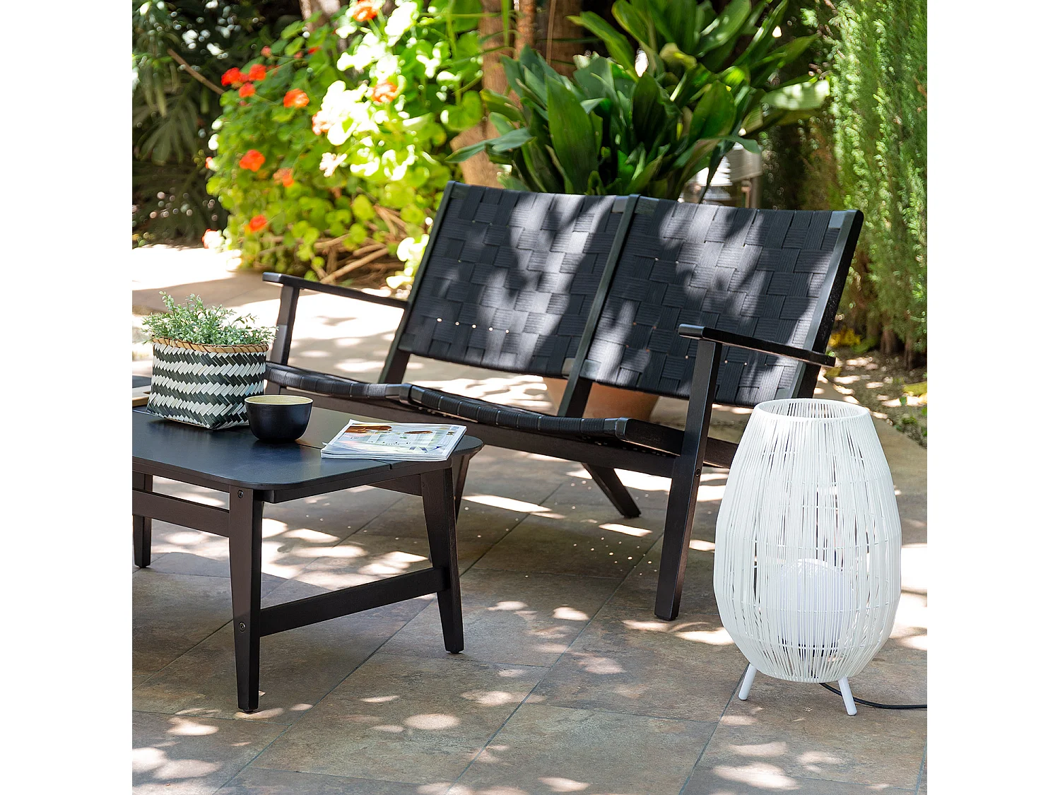 Lampe à Poser Rotin Extérieure Annecy  Blanc