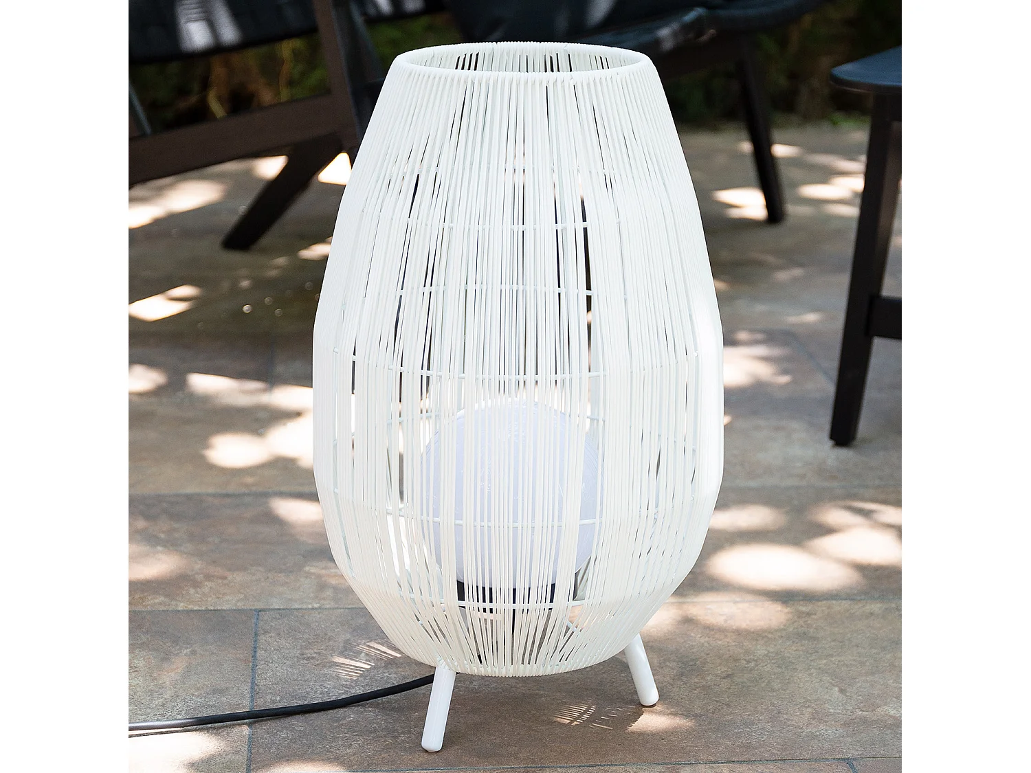 Lampada da Tavolo per Esterno Rattan Annecy Bianco