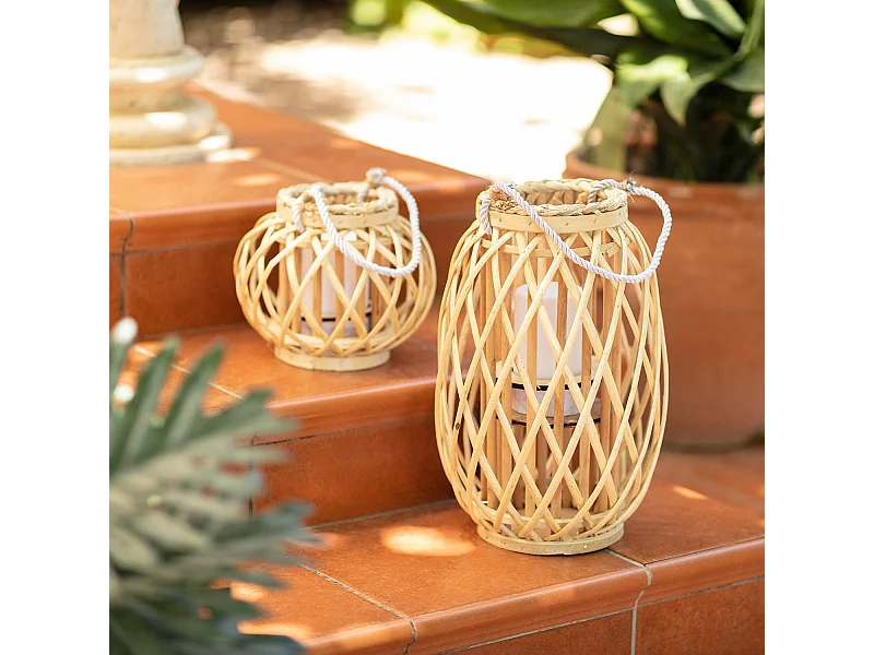 Lampada da Tavolo LED in Rattan Big Alejandría Naturale