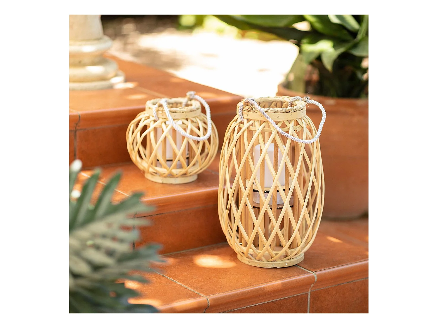 Lampada da Tavolo LED in Rattan Big Alejandría Naturale