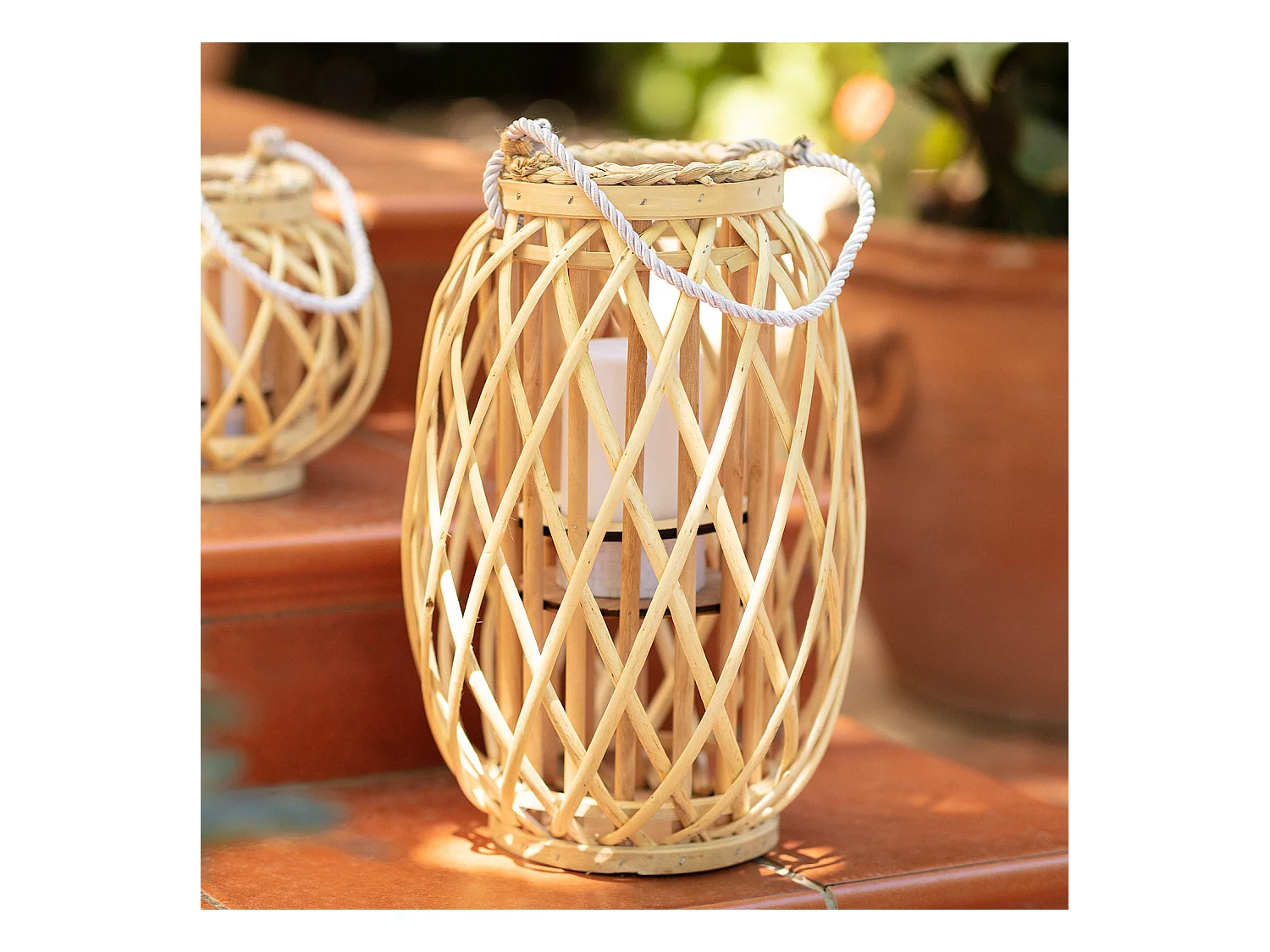 Lampada da Tavolo LED in Rattan Big Alejandría Naturale