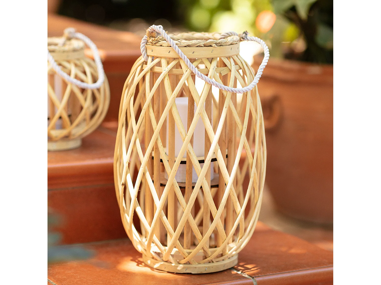Lampe à Poser LED Portable Rotin Big Alejandría Naturel