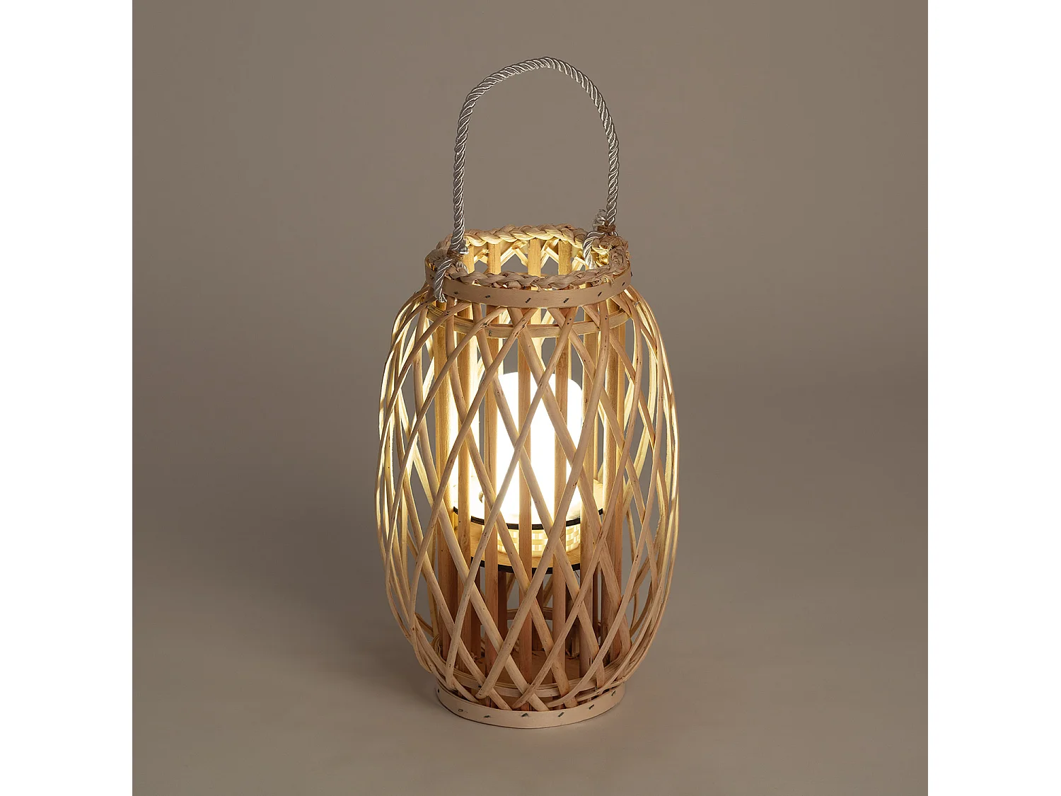 Lampe à Poser LED Portable Rotin Big Alejandría Naturel