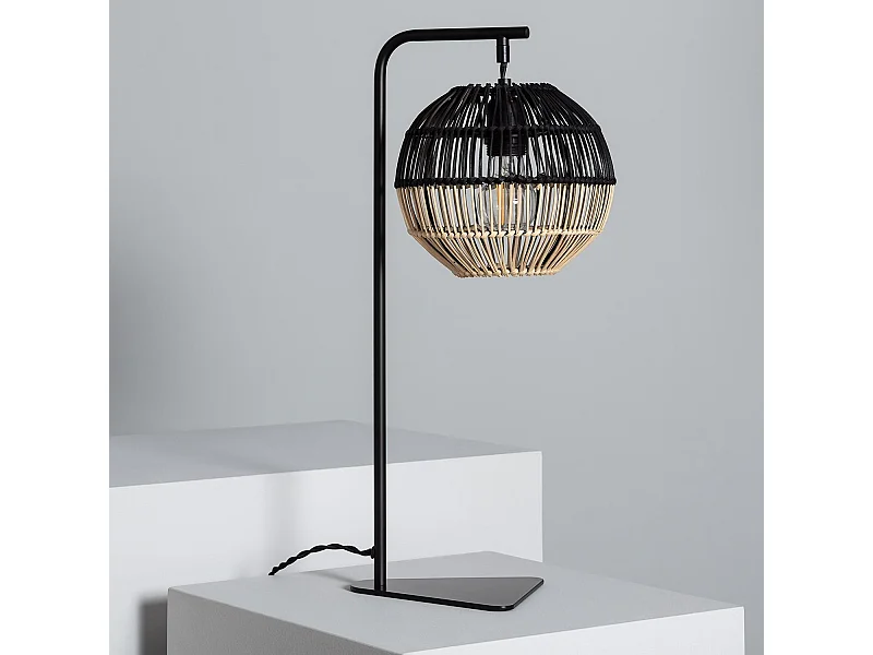 Lampe à Poser Rotin Kithnos Noir