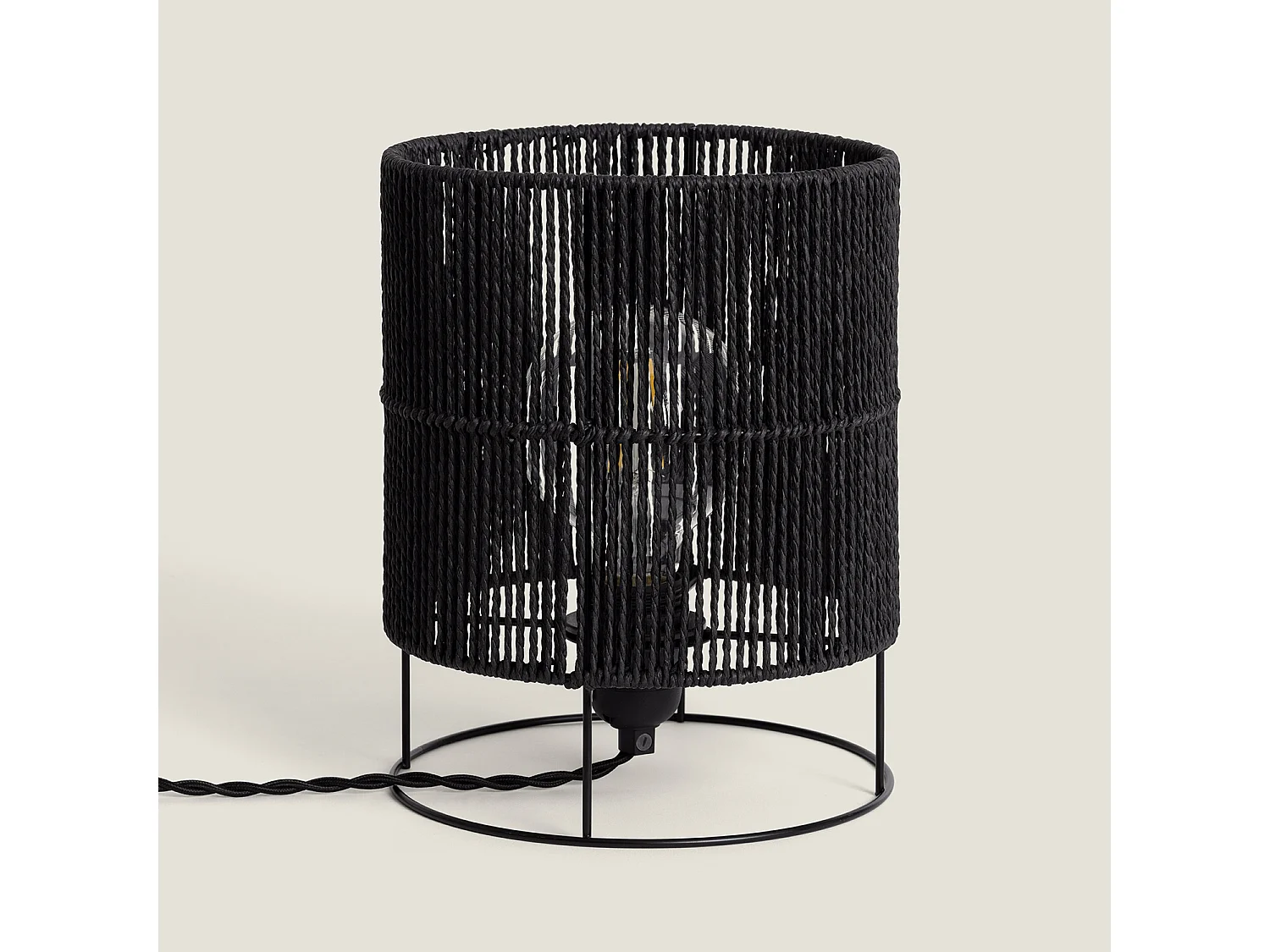 Lampe à Poser Papier Tressé Khalo Noir