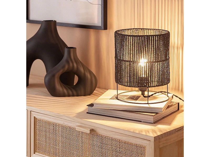 Lampe à Poser Papier Tressé Khalo Noir