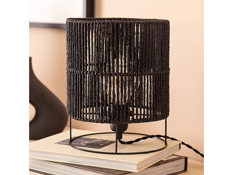 Lampe à Poser Papier Tressé Khalo Noir