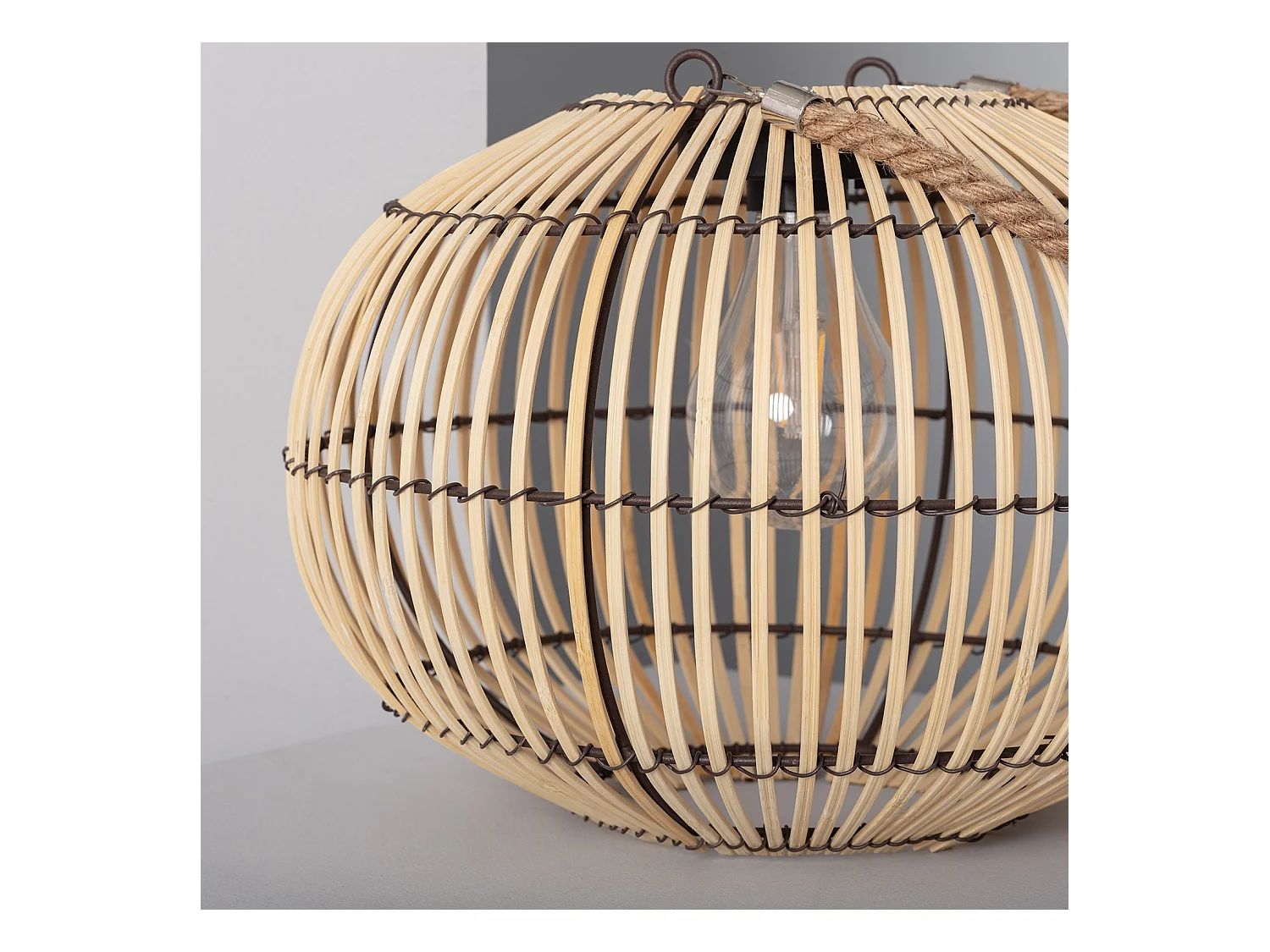 Lampe à Poser LED Extérieure Solaire Rotin Sirpur Naturel