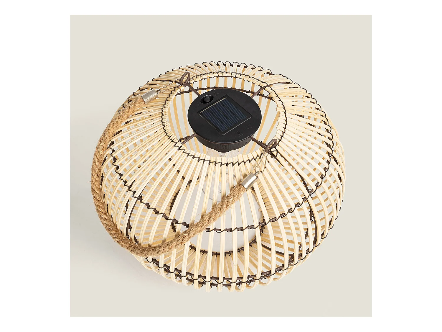 Lampe à Poser LED Extérieure Solaire Rotin Sirpur Naturel