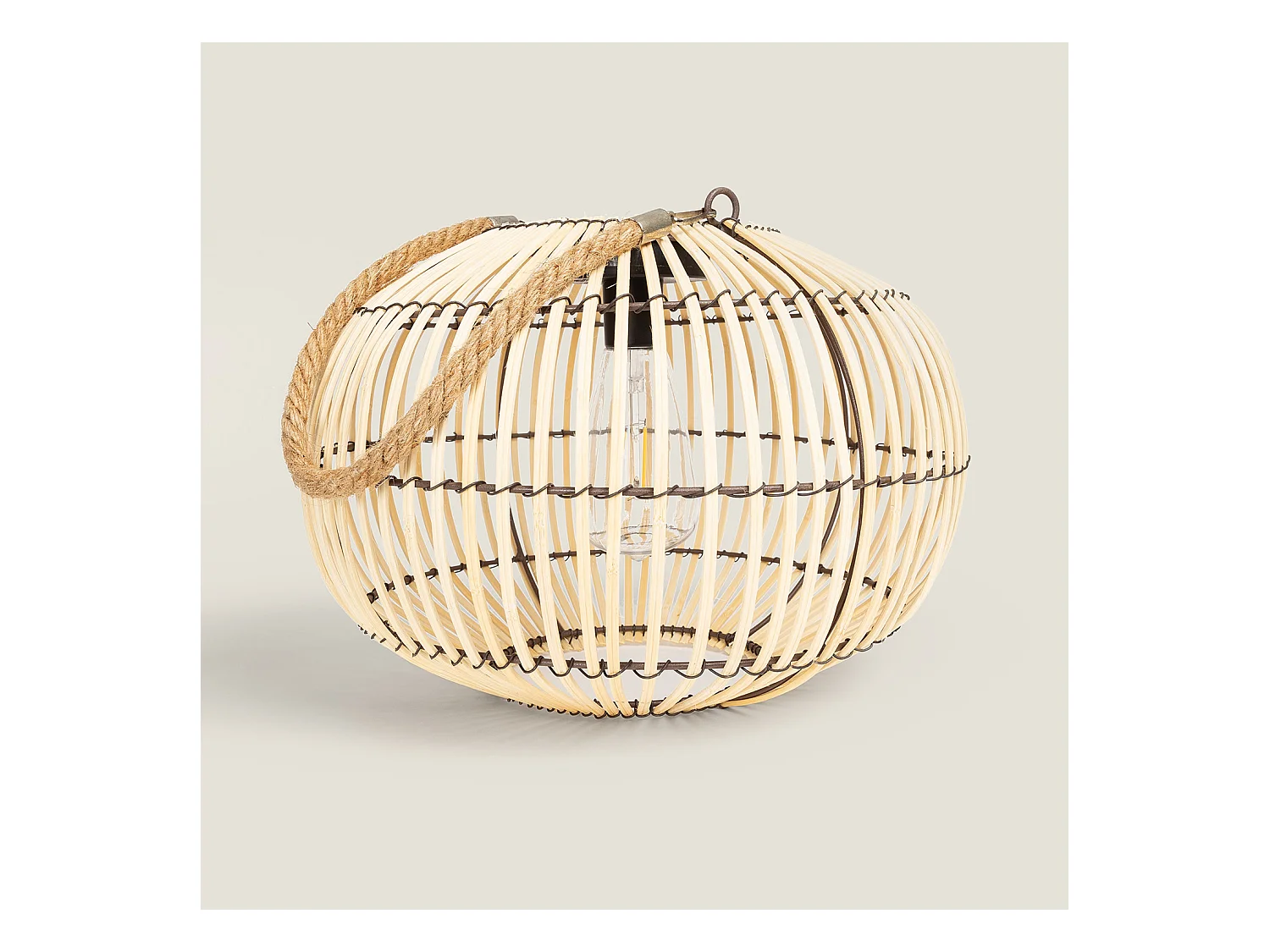 Lampe à Poser LED Extérieure Solaire Rotin Sirpur Naturel