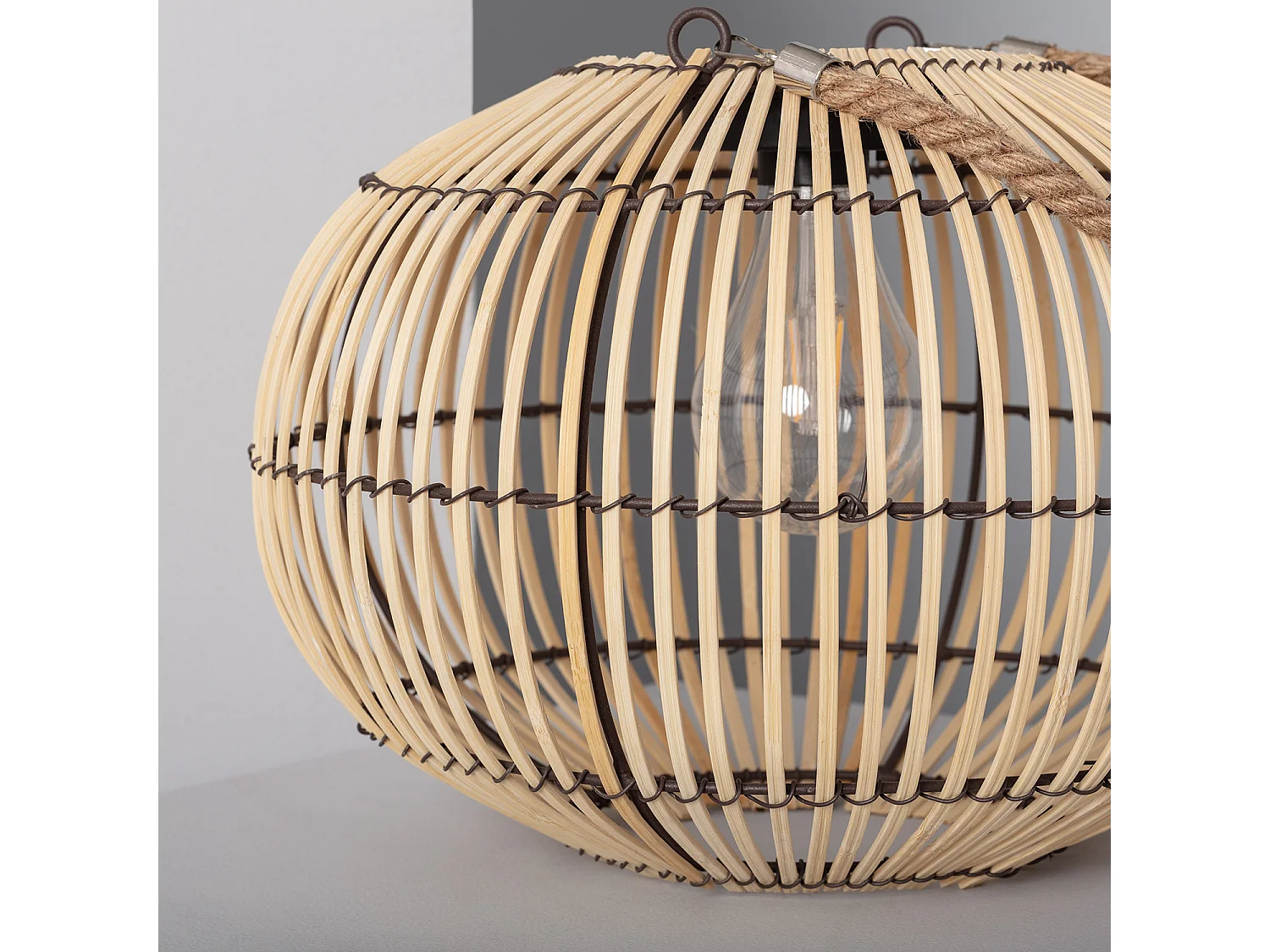 Lampe à Poser LED Extérieure Solaire Rotin Sirpur Naturel